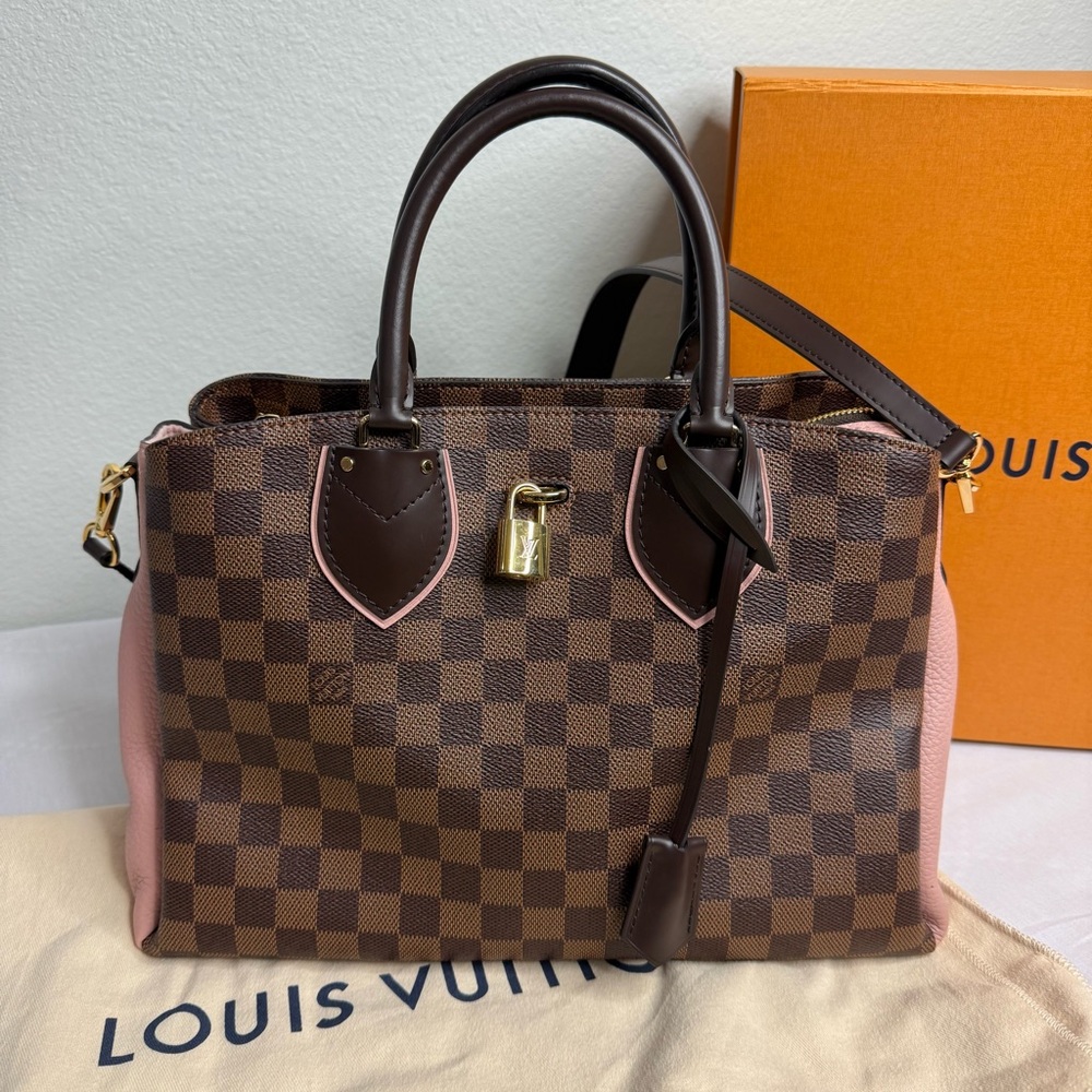 Louis Vuitton Brown and Pink Checkered Satchel